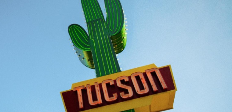 Saguaro metal sign in Tucson, ɫӰ